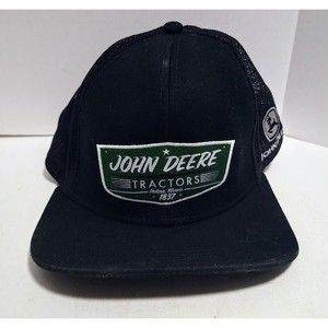 JOHN DEERE FLIPPED UP MESH BLACK PATCH TRUCKER ONE SIZE FITS MOST CAP HAT